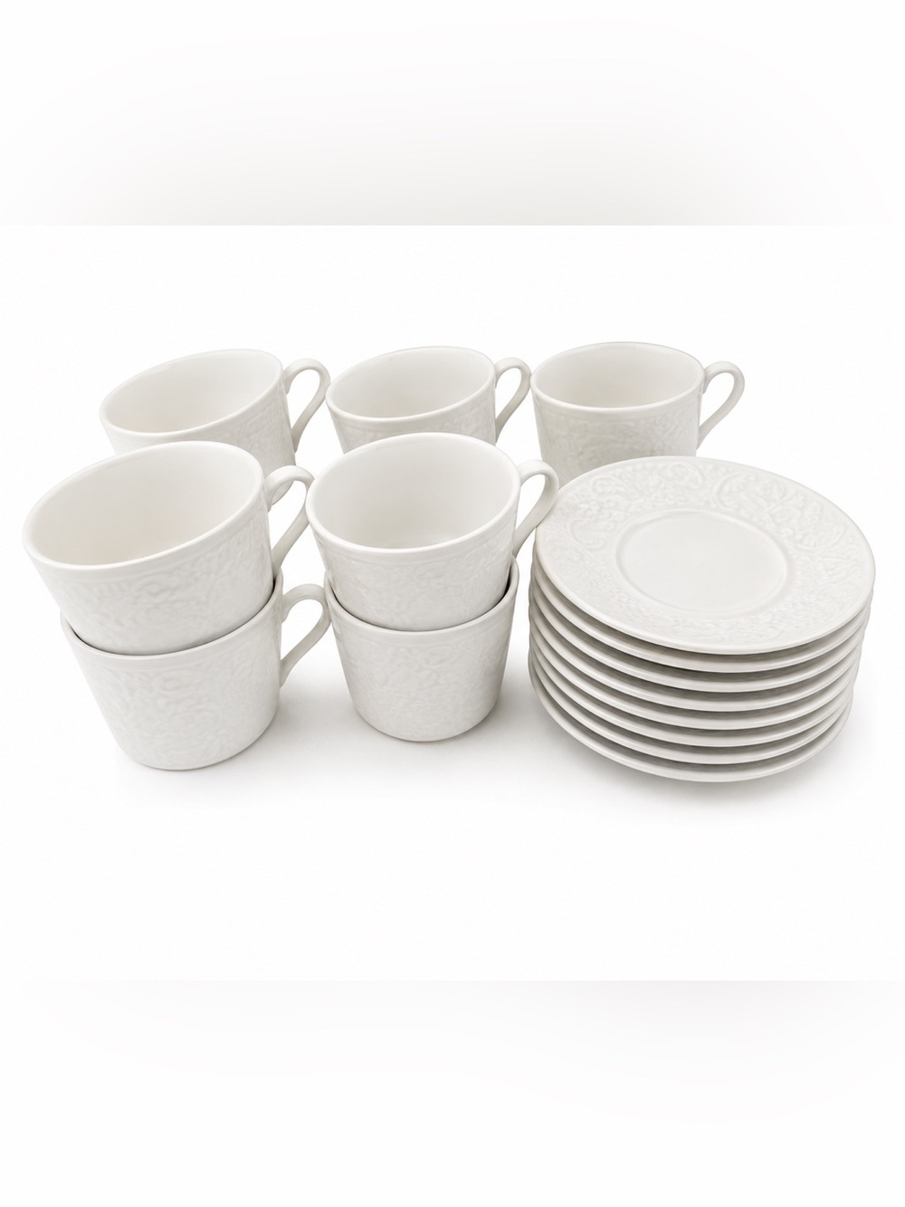 Mikasa English Countryside White Flat Coffee Tea Cups & Saucers Farmhouse~10